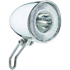 Фара передня RETRO SPORT 20 LUX LED з вмикачем, зі стояночними вогнями та сенсором для динамовтулки з виходом на задню фару,  BUCHEL